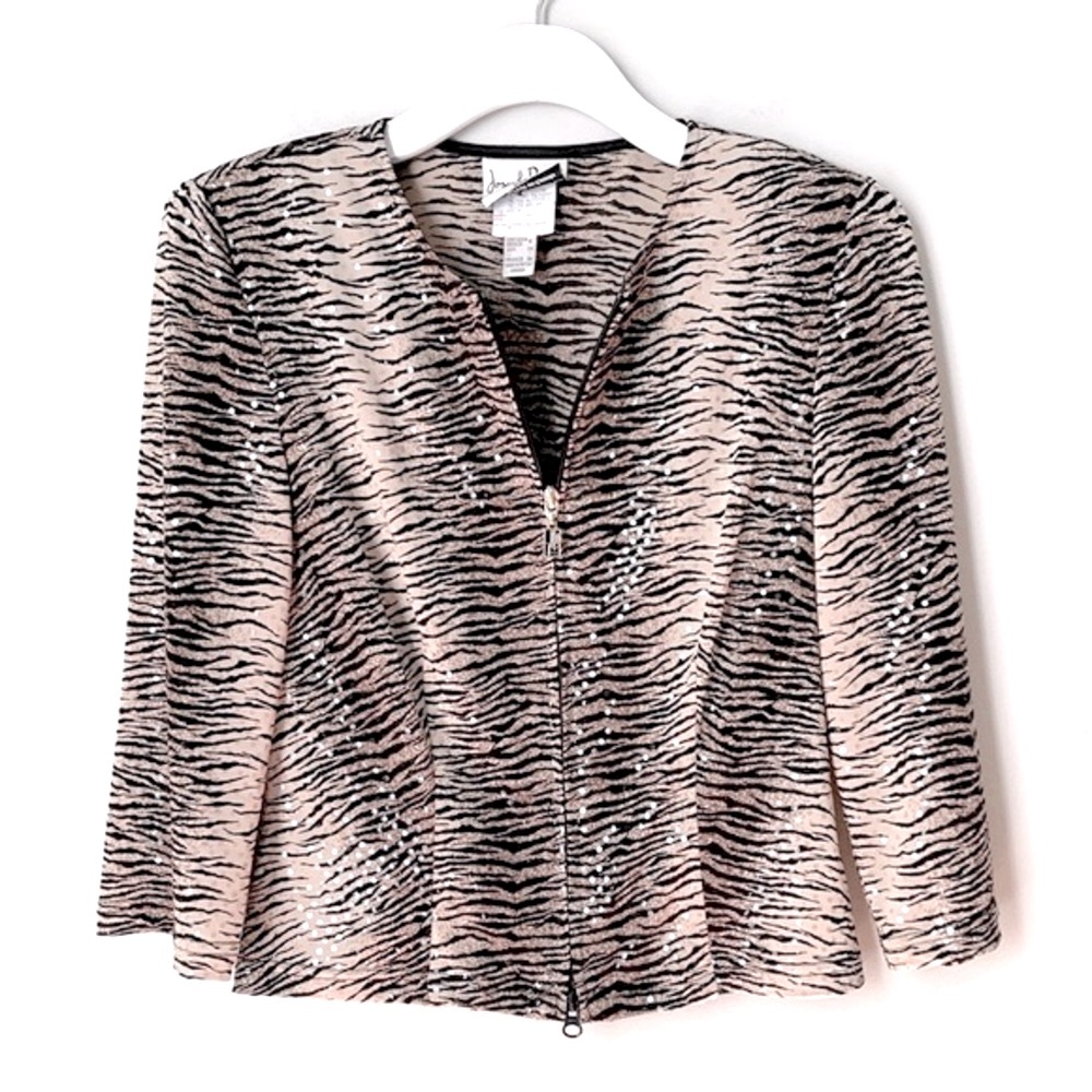Vintage Joseph Ribkoff size 6 Front Zip Sequin Top